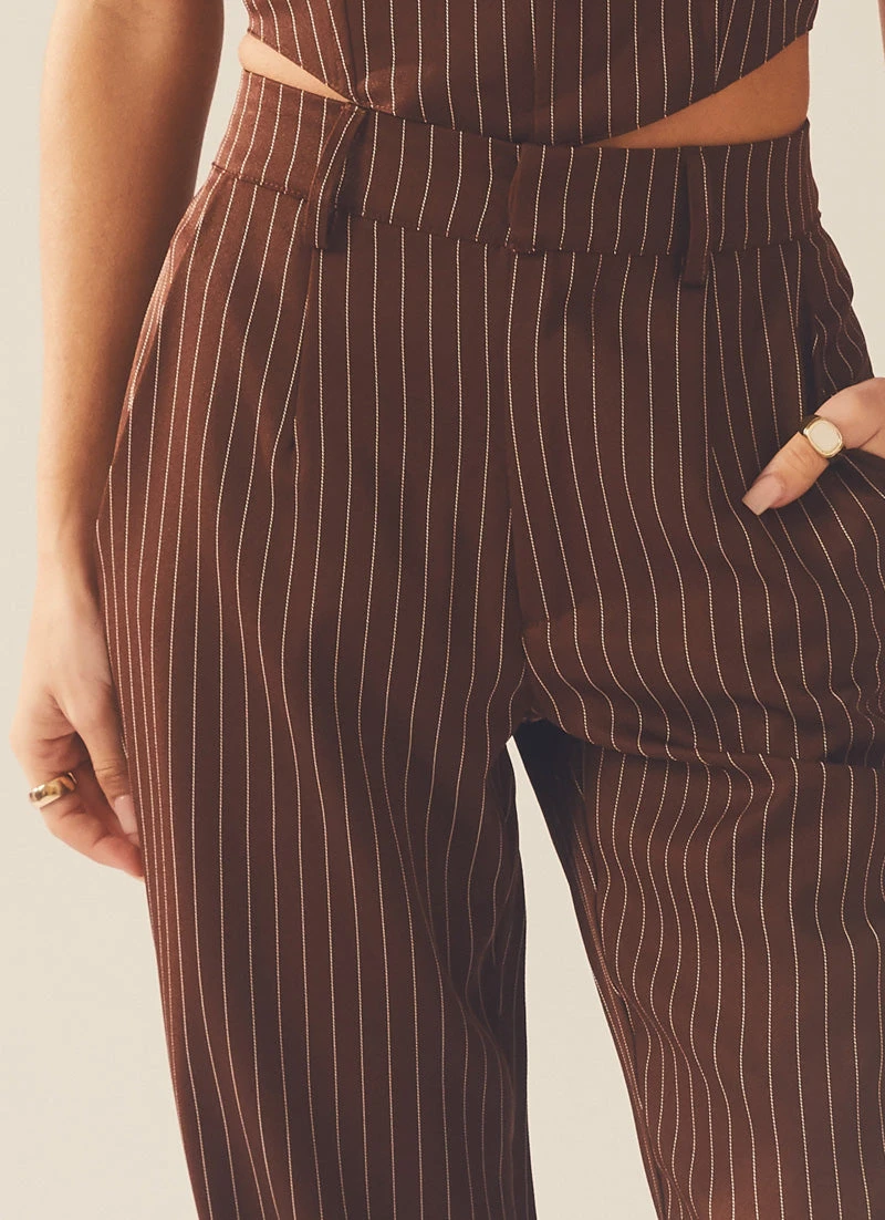 Peppermayo Exclusive Talula Pinstripe Pants - Chocolate 6 Peppermayo Exclusive Talula Pinstripe Pants - Chocolate - Image 6