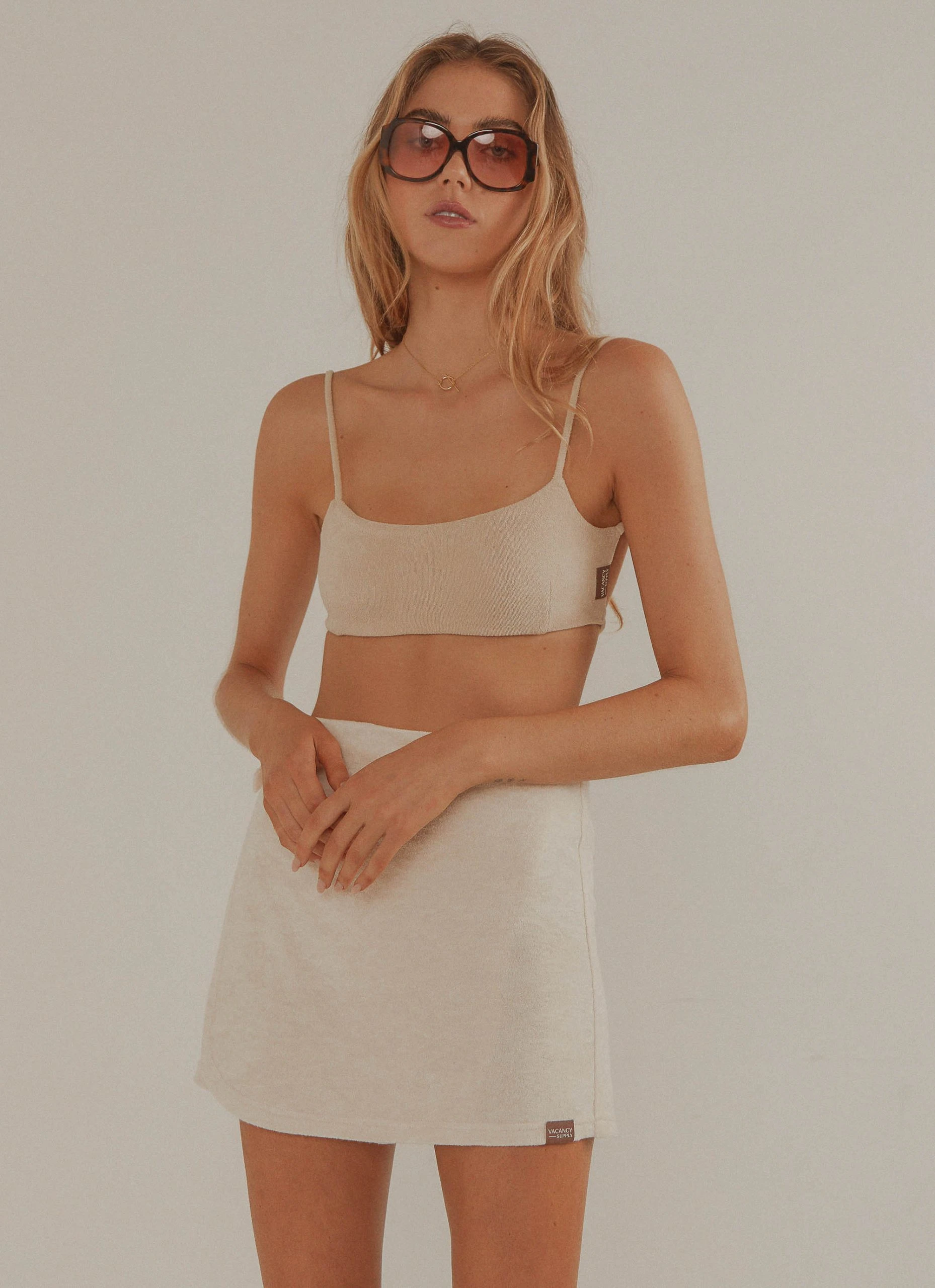 Vacancy Supply Sunbather Terry Crop - Beige 2 Vacancy Supply Sunbather Terry Crop - Beige - Image 2