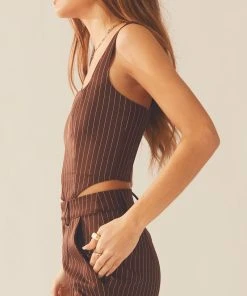 Peppermayo Exclusive Talula Pinstripe Bustier - Chocolate -Peppermayo cloth-shop e3ec4d66a2734e379414ae8093d68870