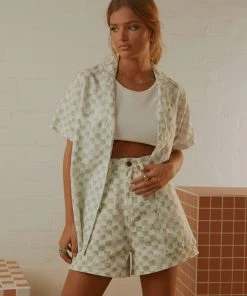 Cools Club Safari Shirt - Sage Checker