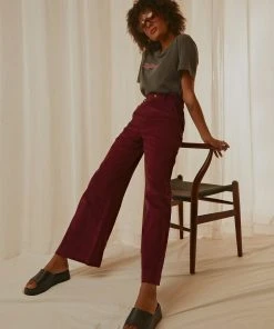 Afends Maisie Hemp Corduroy Flared Pant - Wine