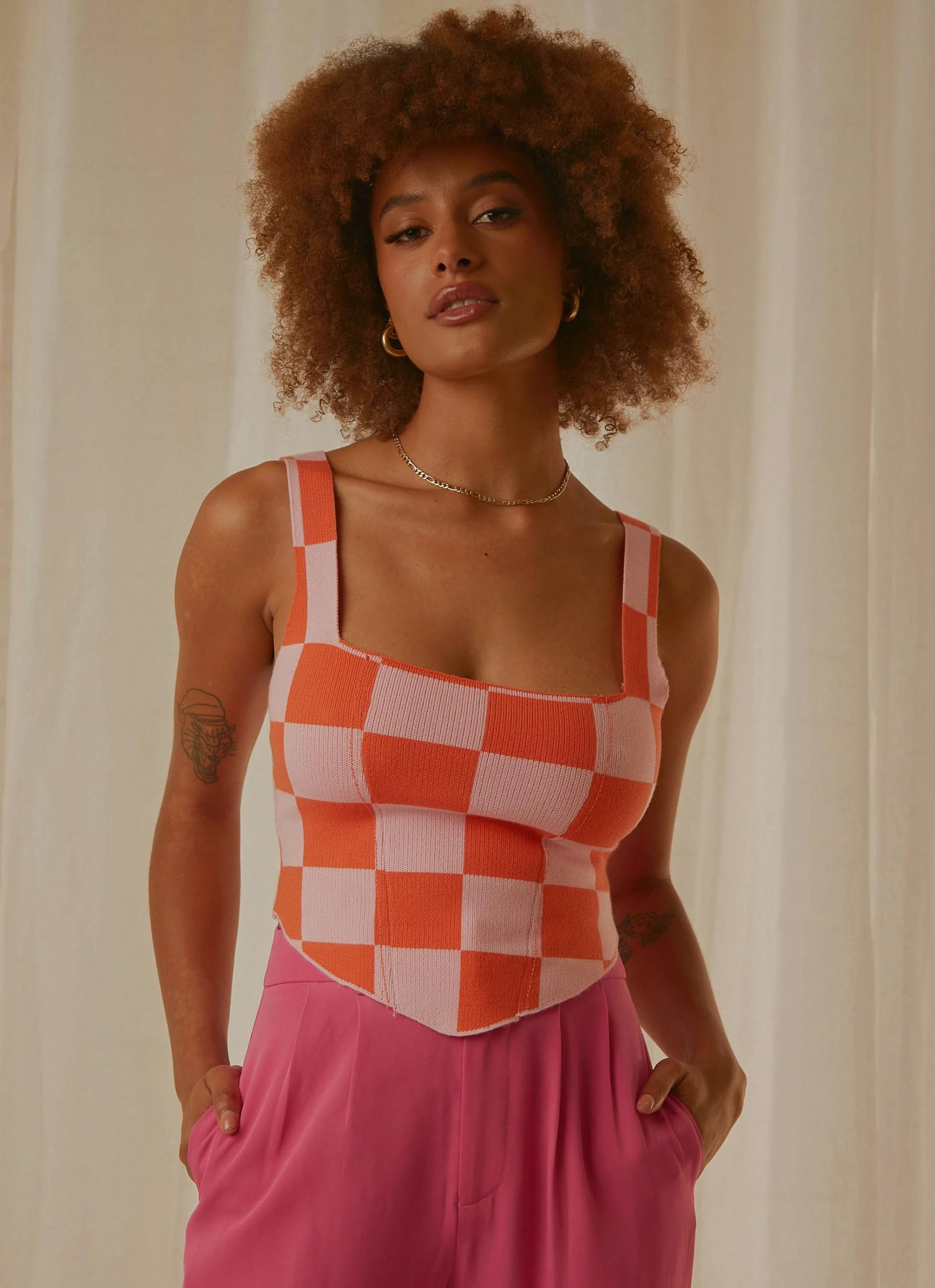 Peppermayo Exclusive Alfresco Nights Bustier Top - Pink Check 3 Peppermayo Exclusive Alfresco Nights Bustier Top - Pink Check - Image 3