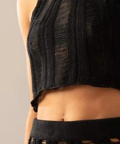 Peppermayo Exclusive Perri Ladder Knit Tank - Black -Peppermayo cloth-shop e8eeb939f37c4223897222b5292f203d