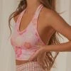 Peppermayo Exclusive Maui Halter Crop - Pink Hawaiian Floral