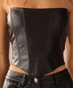 Peppermayo Exclusive Run The Show PU Bustier Top - Black -Peppermayo cloth-shop ec2d4685e02f43a1991148aeca9cb20d