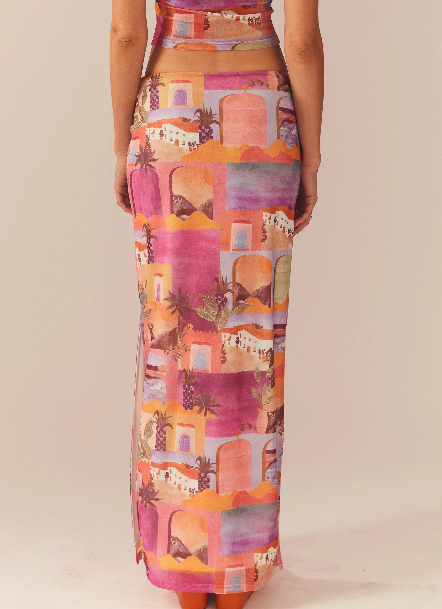 Peppermayo Exclusive The City Meets The Coast Midi Skirt - Sunset Building 3 Peppermayo Exclusive The City Meets The Coast Midi Skirt - Sunset Building - Image 3