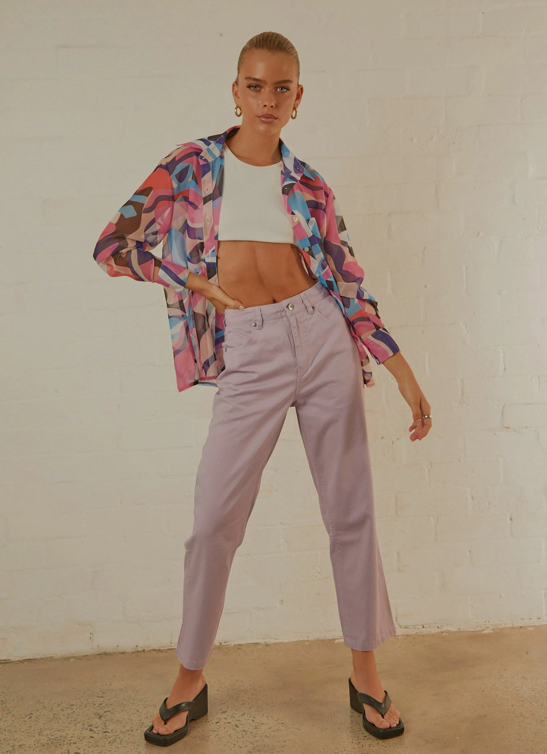 Afends Shelby Hemp Twill Wide Leg Pant - Lilac 1 Afends Shelby Hemp Twill Wide Leg Pant - Lilac