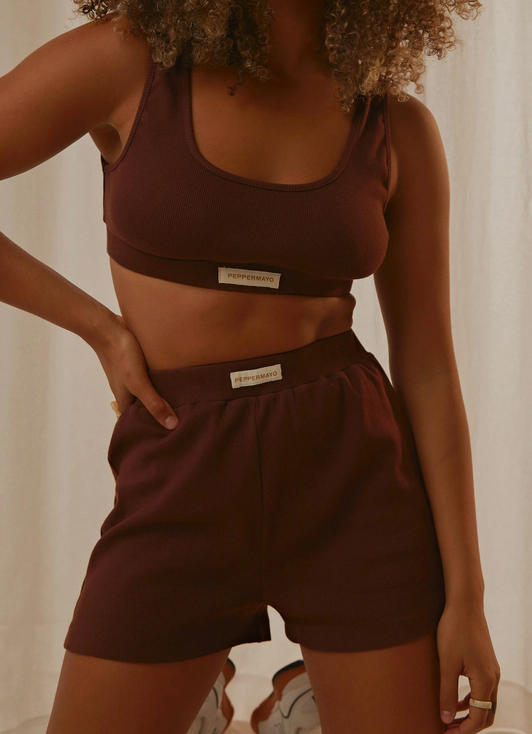 Peppermayo Exclusive PM Basic Organic Cotton Shorts - Choc Brown 1 Peppermayo Exclusive PM Basic Organic Cotton Shorts - Choc Brown