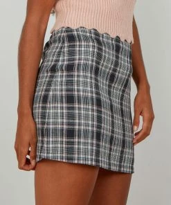 Afends Riley Hemp Check Mini Skirt - Concrete -Peppermayo cloth-shop f28d4fddc59f4d3999dfe41d9d85bac9