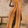 Peppermayo Exclusive Sunfields At Sunset Crochet Pants - Golden Hour Stripe