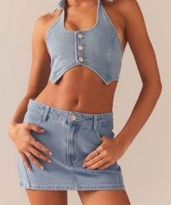 Peppermayo Exclusive Giddy Up Denim Mini Skirt - Subdued Blue 9 Peppermayo Exclusive Giddy Up Denim Mini Skirt - Subdued Blue -Peppermayo cloth-shop f3fdf0a1bbcc457586484ef50830a692 scaled