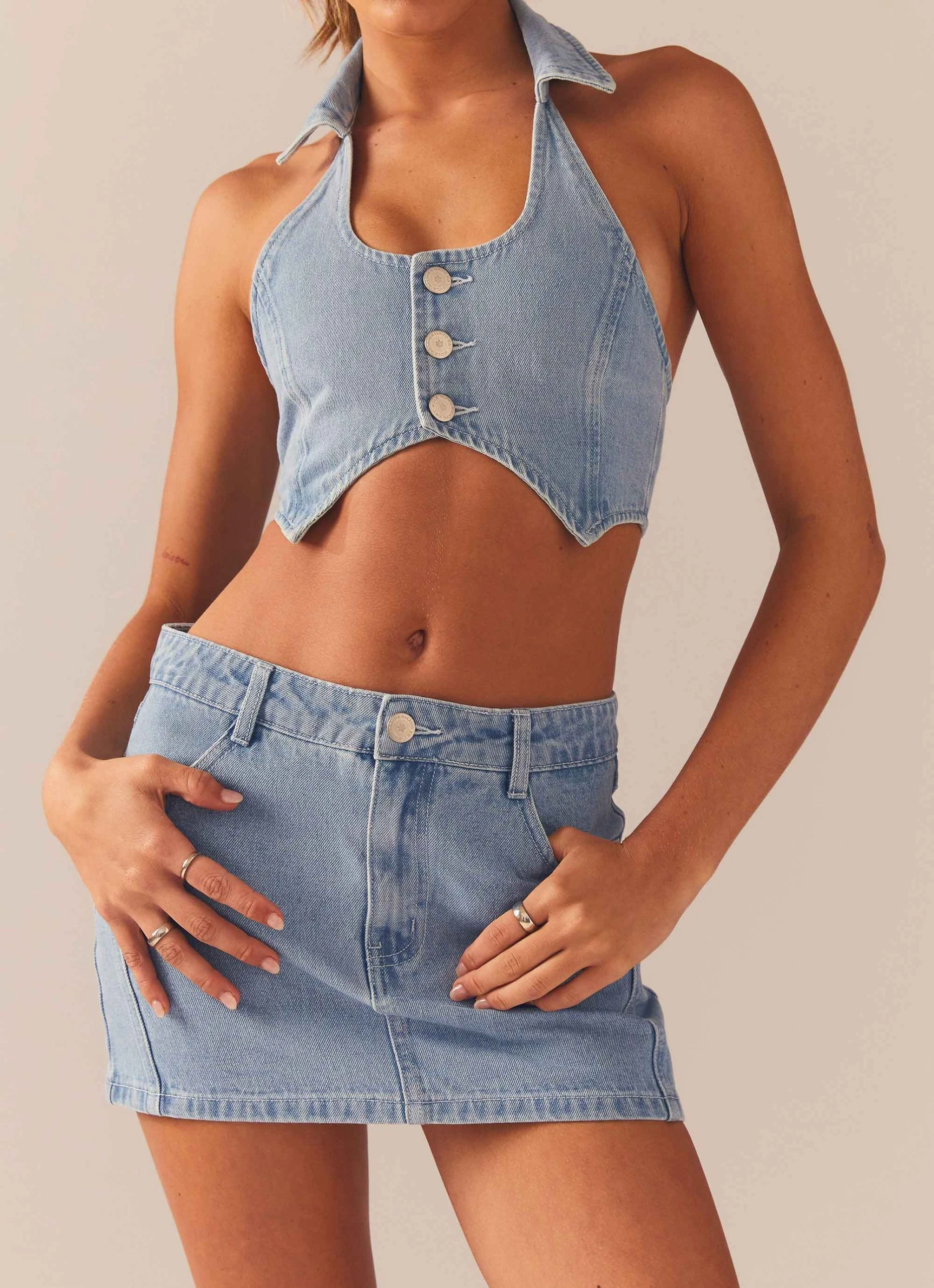 Peppermayo Exclusive Giddy Up Denim Mini Skirt - Subdued Blue 4 Peppermayo Exclusive Giddy Up Denim Mini Skirt - Subdued Blue - Image 4