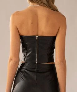 Peppermayo Exclusive Run The Show PU Bustier Top - Black -Peppermayo cloth-shop f471ff4b20b94f4fa85015196977d048