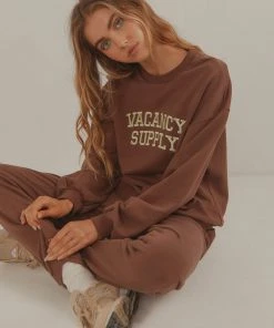 Vacancy Supply Camp Varsity Crewneck - Choc Brown