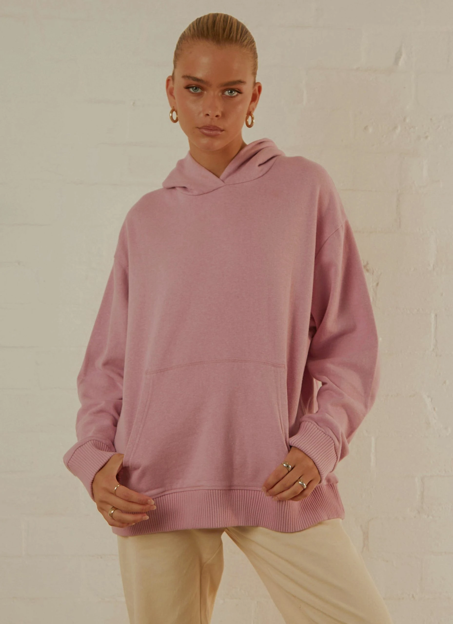 Afends Remi Hemp Oversized Hood - Smokey Pink 2 Afends Remi Hemp Oversized Hood - Smokey Pink - Image 2