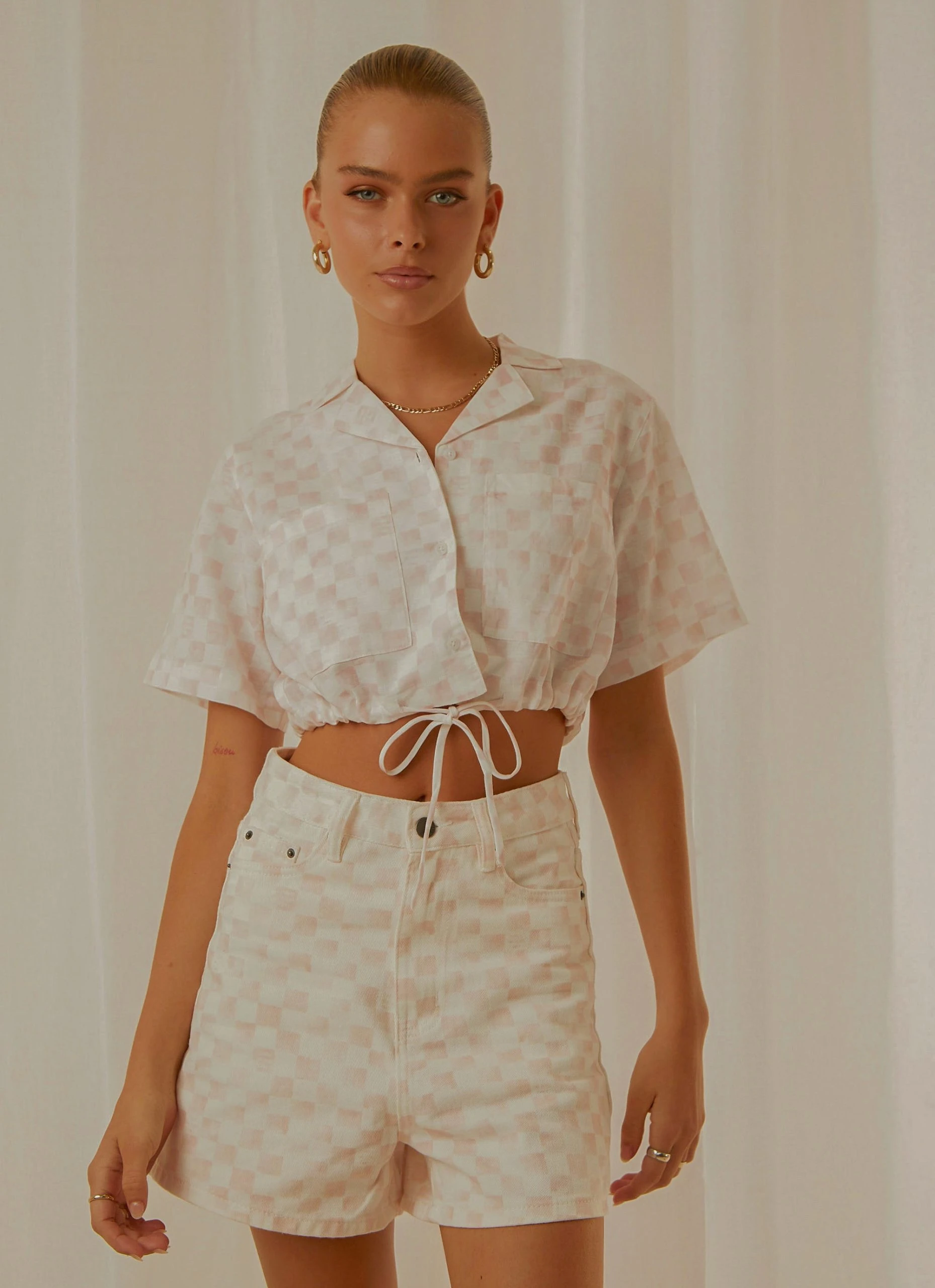 Cools Club Safari Tie Top - Pink Checker 3 Cools Club Safari Tie Top - Pink Checker - Image 3