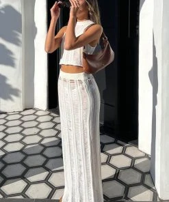Peppermayo Exclusive Perri Ladder Knit Maxi Skirt - Ivory