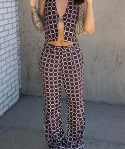 Riley Hubatka X Peppermayo Romeo Pants - Chocolate Geo -Peppermayo cloth-shop sarajannemurray EvokeHalterTopxRomeoPants4 scaled