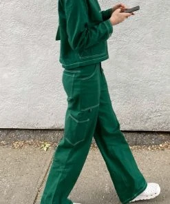 Riley Hubatka X Peppermayo Postcard Drill Carpenter Pants - Military Green -Peppermayo cloth-shop sarajannemurray FullUsage PitStopDrillShirtandPostCardDrillCarpenterPants 3 scaled