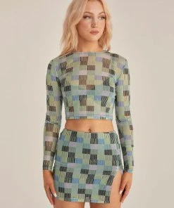 Riley Hubatka X Peppermayo Nights In L.A Mesh Top - Techno Check -Peppermayo cloth-shop unnamed